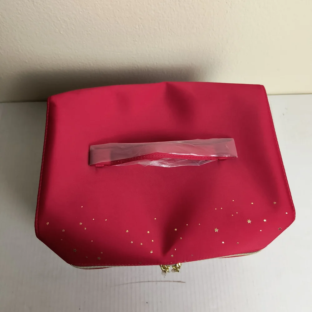 Estee Lauder Holiday Train Case Red Starry Cosmetic Bag Nylon 11
